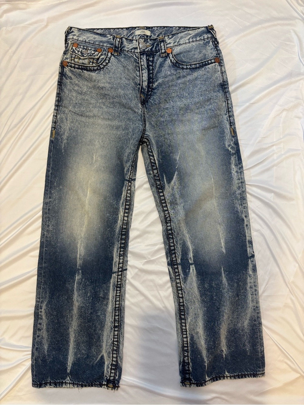 True Religion Vinny Super T Ultra Baggy Jeans Acid Wash Size 36 Men’s